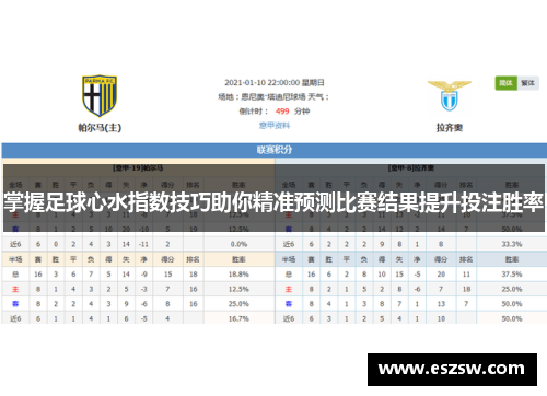 掌握足球心水指数技巧助你精准预测比赛结果提升投注胜率